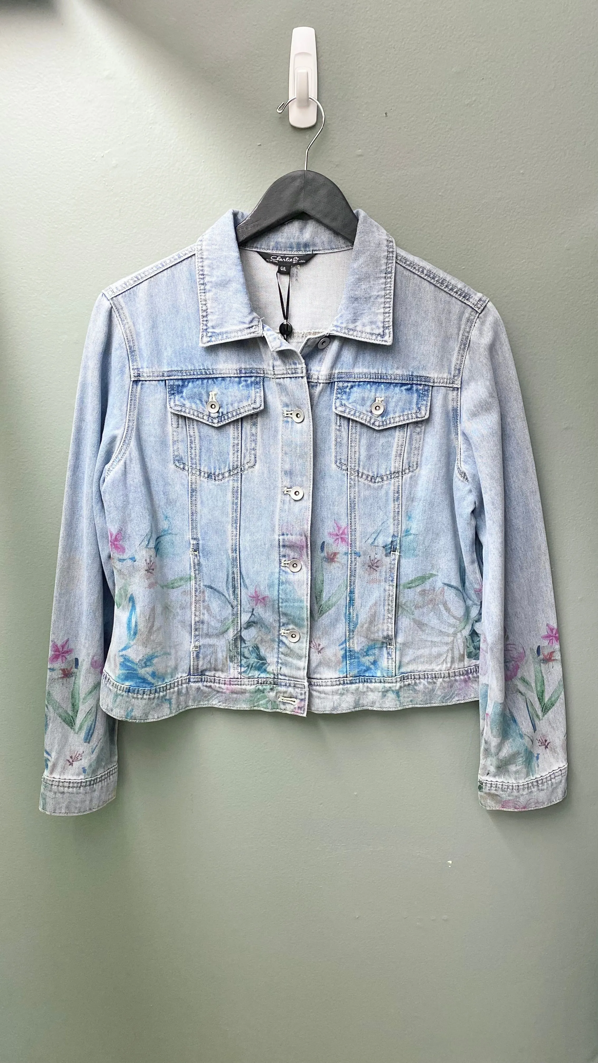 * Charlie B Floral Printed Denim Jacket