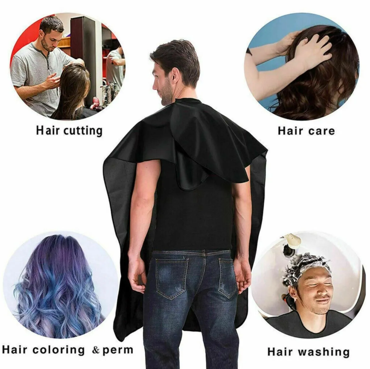 2 x Black Hairdressing Hair Cutting Cape Barber Hairdresser Salon Gown
