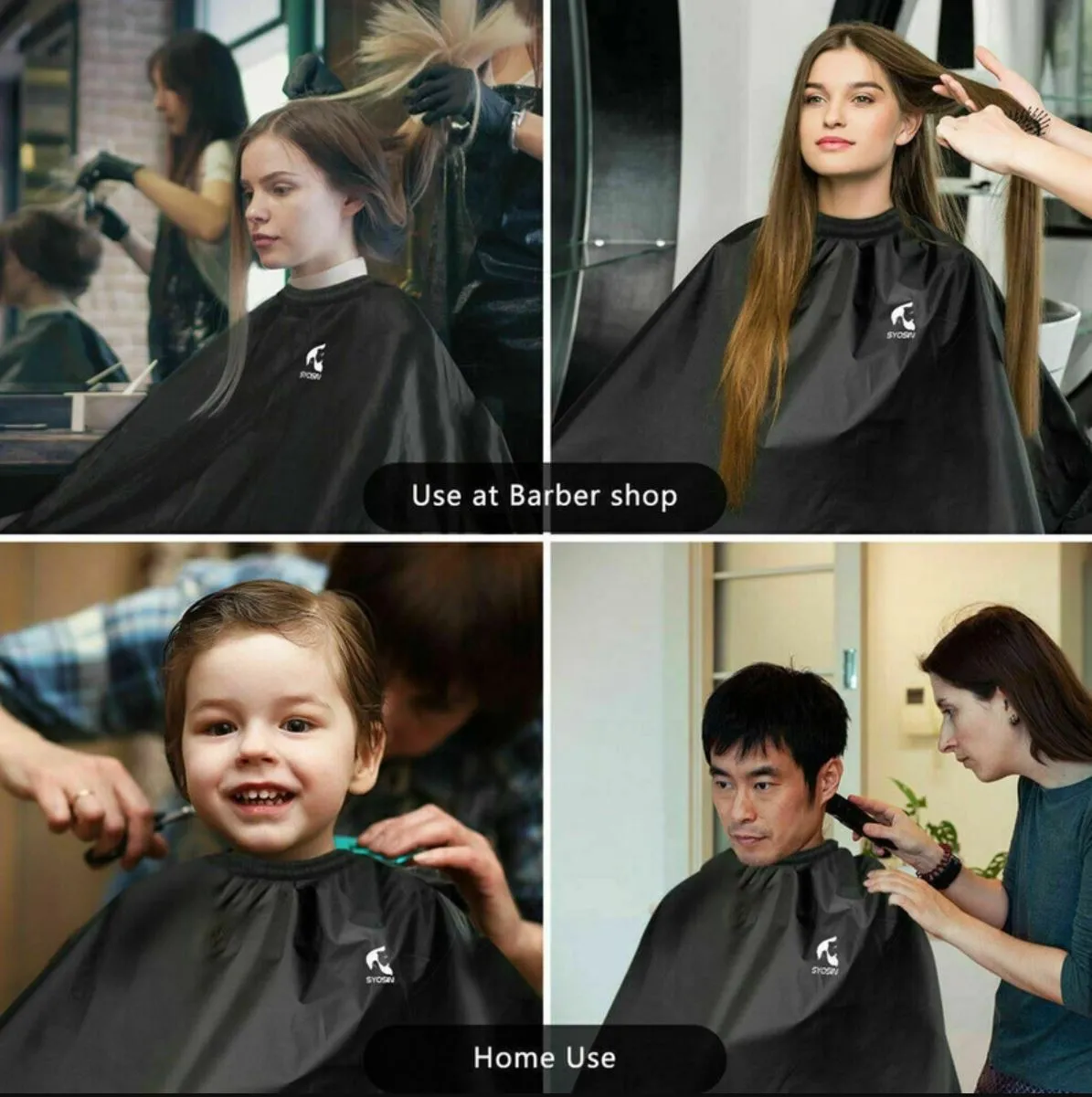 2 x Black Hairdressing Hair Cutting Cape Barber Hairdresser Salon Gown
