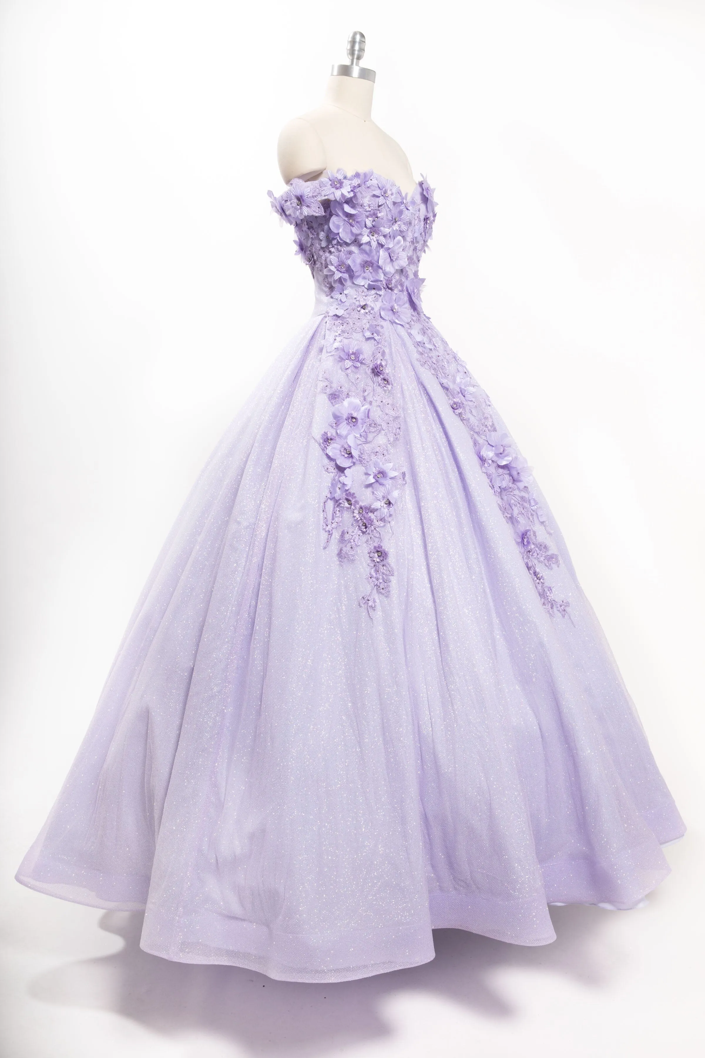 3D Floral Off Shoulder Ball Gown by Coya L2501