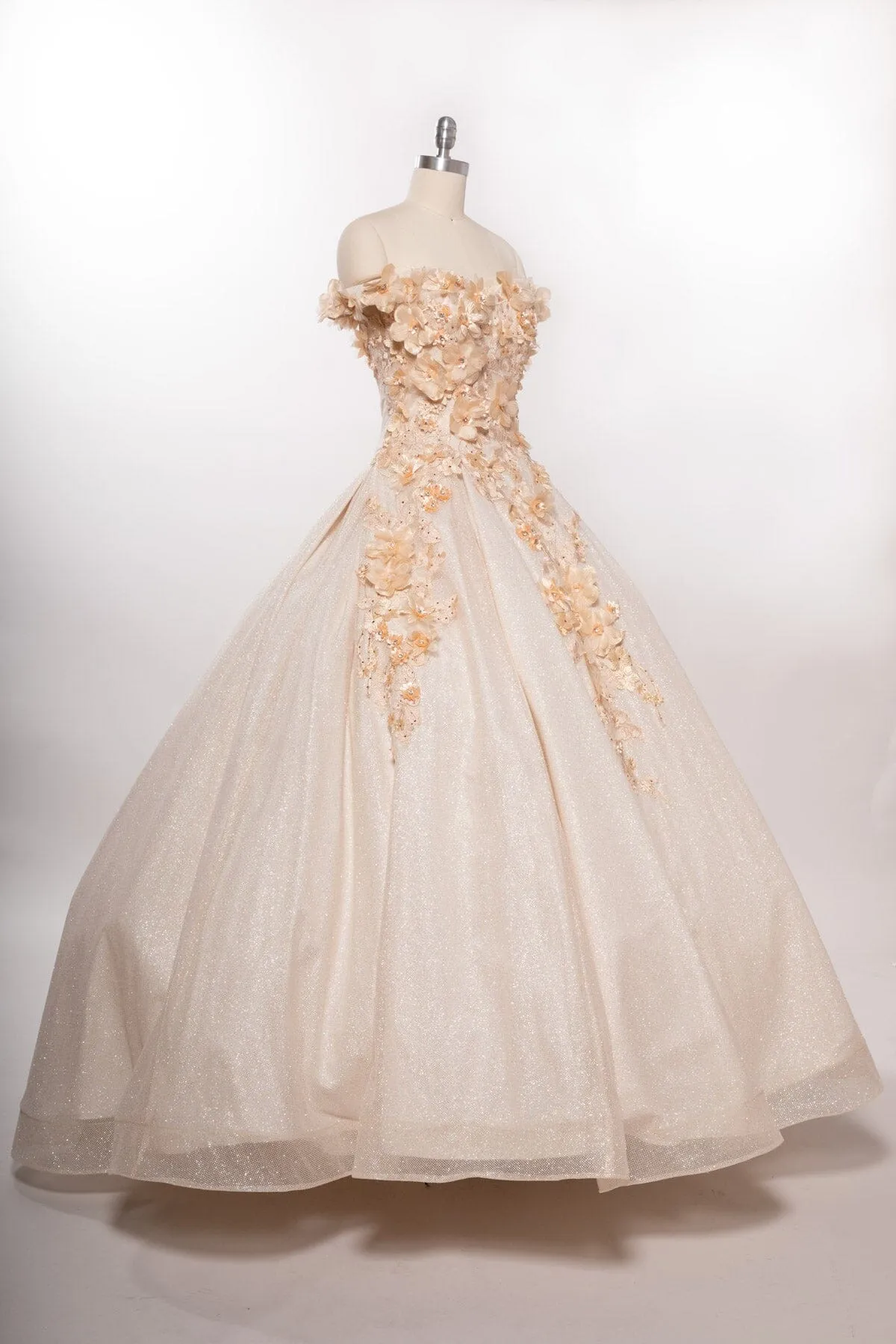 3D Floral Off Shoulder Ball Gown by Coya L2501