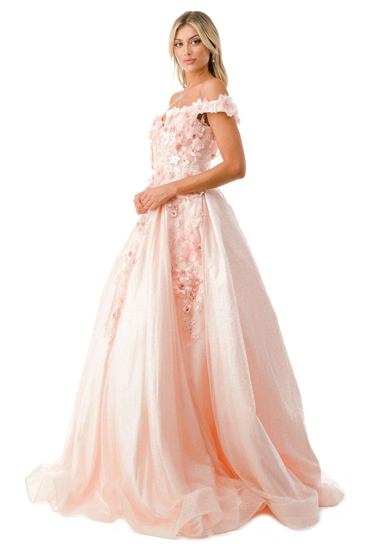 3D Floral Off Shoulder Ball Gown by Coya L2501