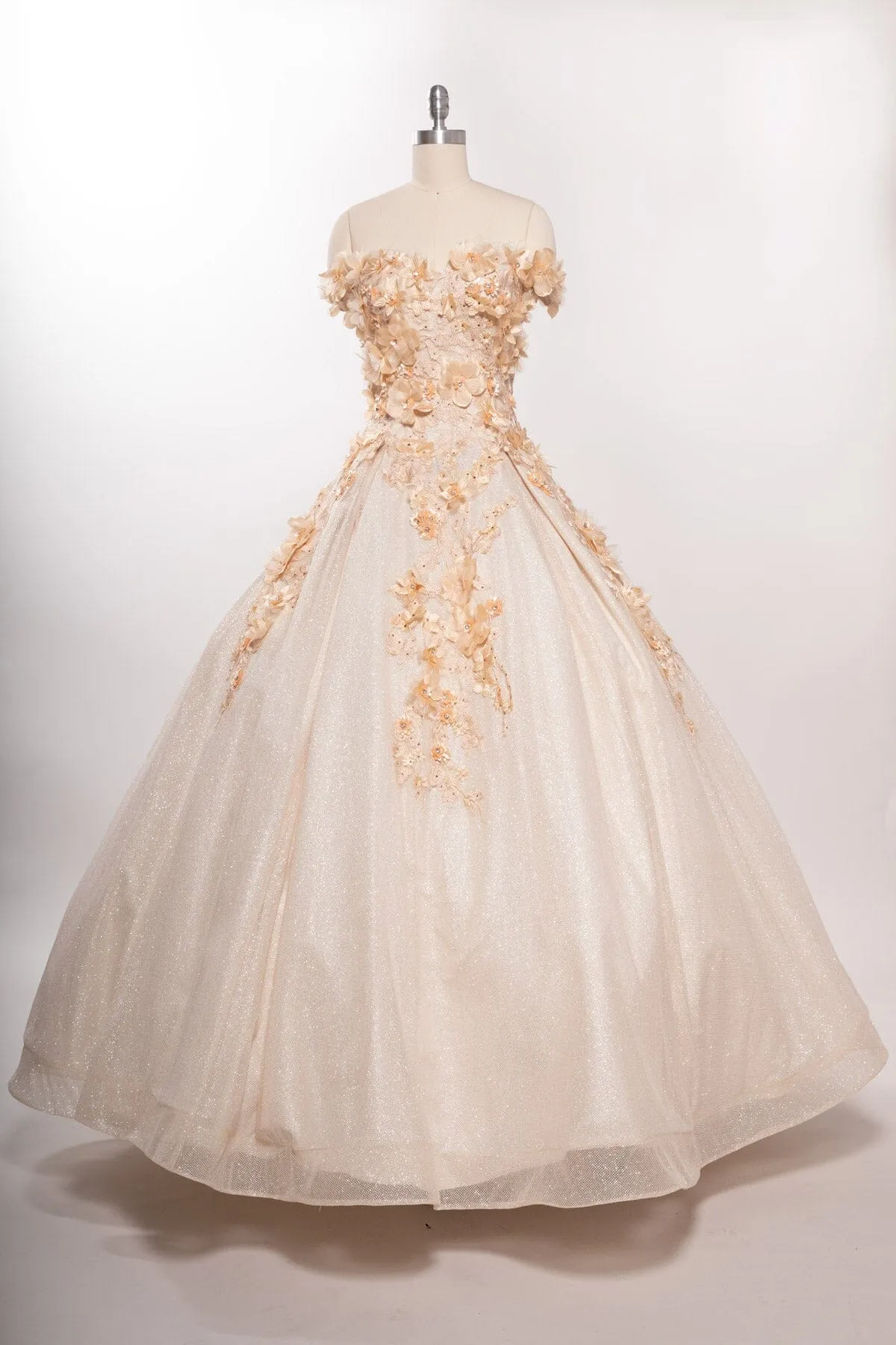 3D Floral Off Shoulder Ball Gown by Coya L2501