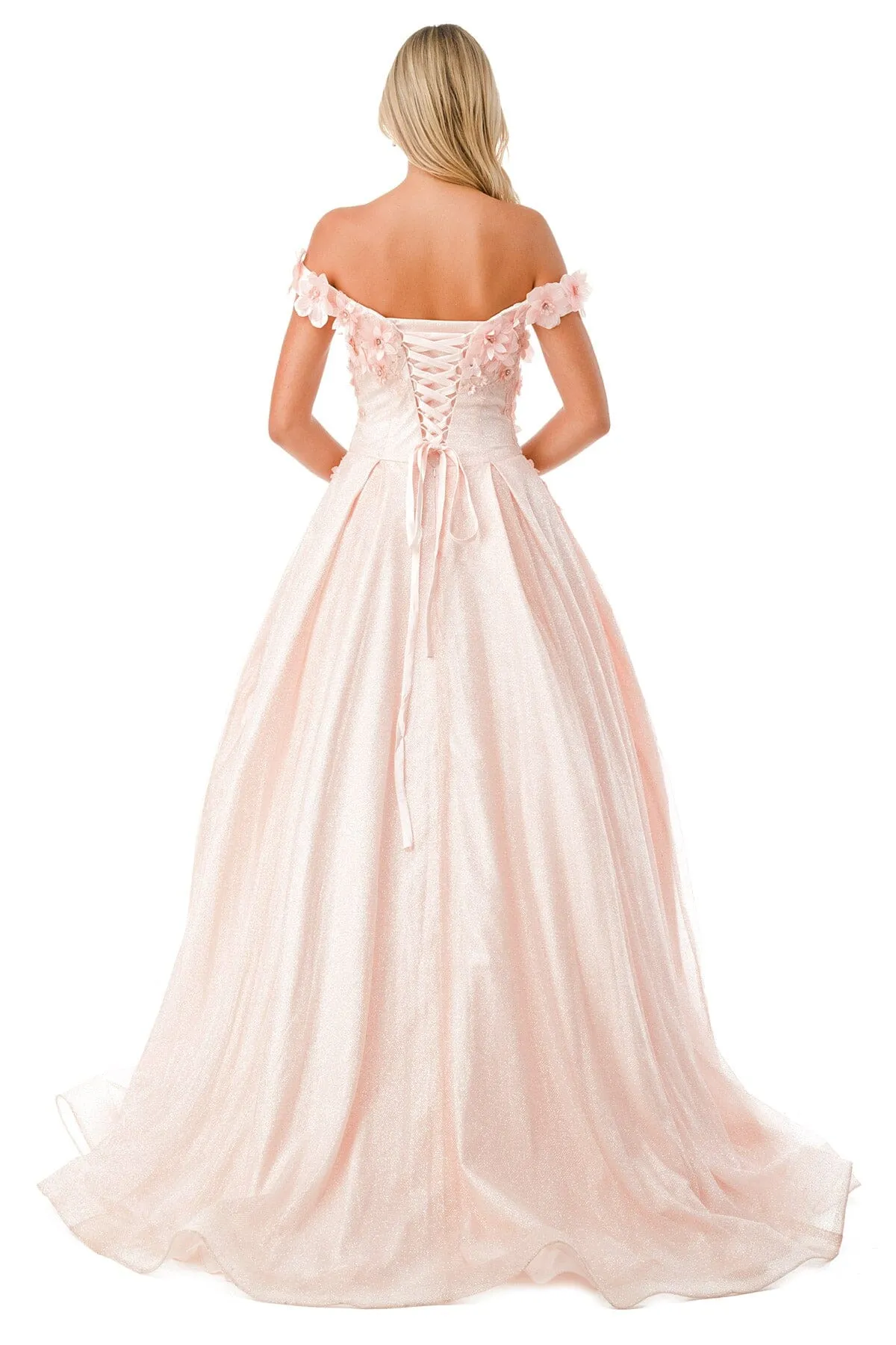 3D Floral Off Shoulder Ball Gown by Coya L2501