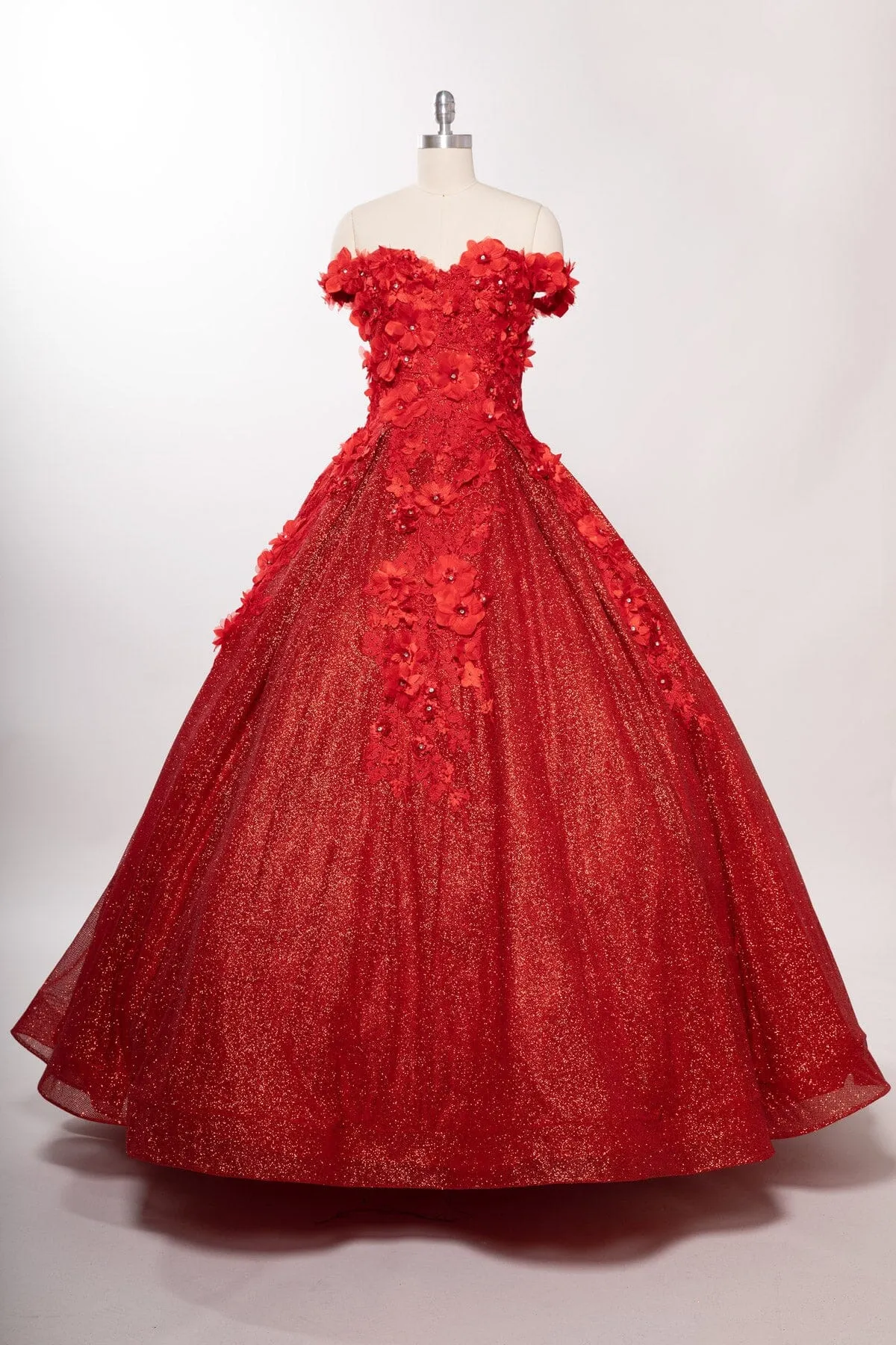 3D Floral Off Shoulder Ball Gown by Coya L2501