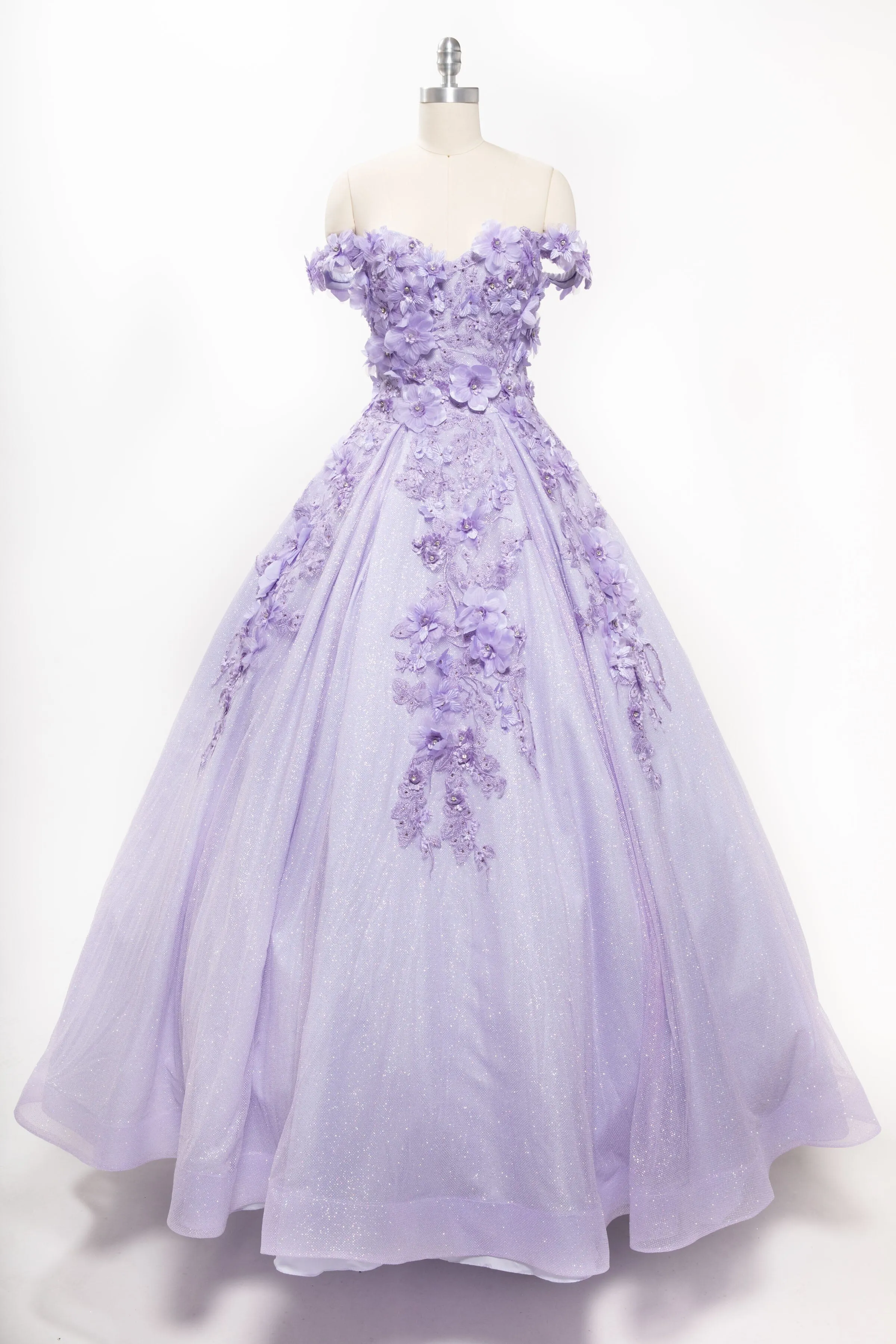 3D Floral Off Shoulder Ball Gown by Coya L2501