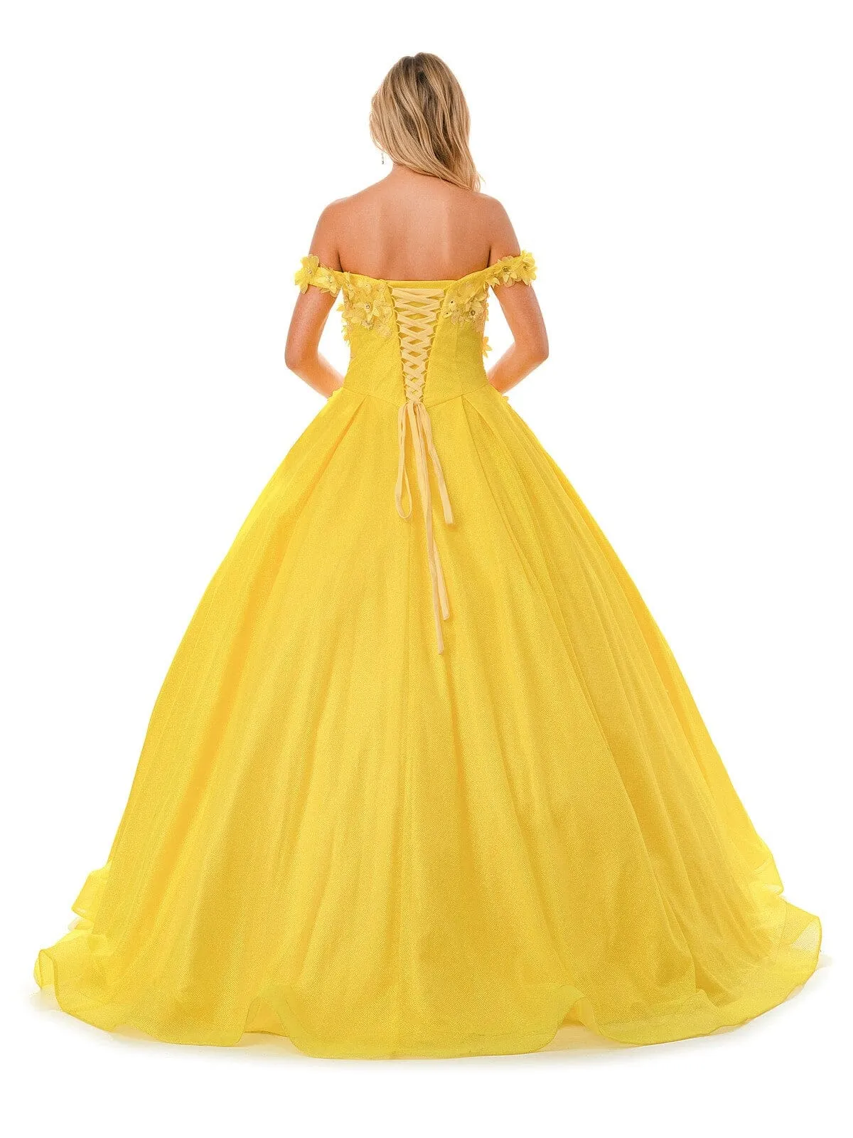 3D Floral Off Shoulder Ball Gown by Coya L2501