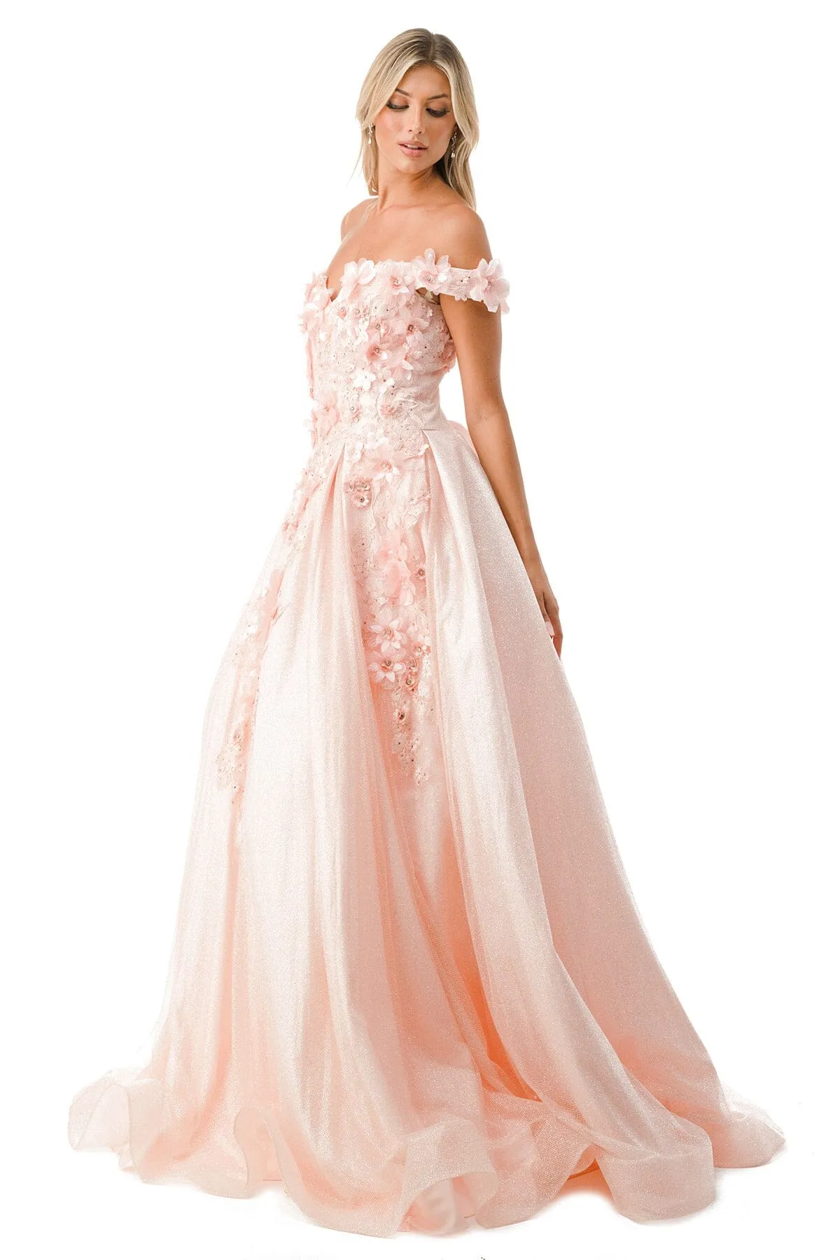 3D Floral Off Shoulder Ball Gown by Coya L2501