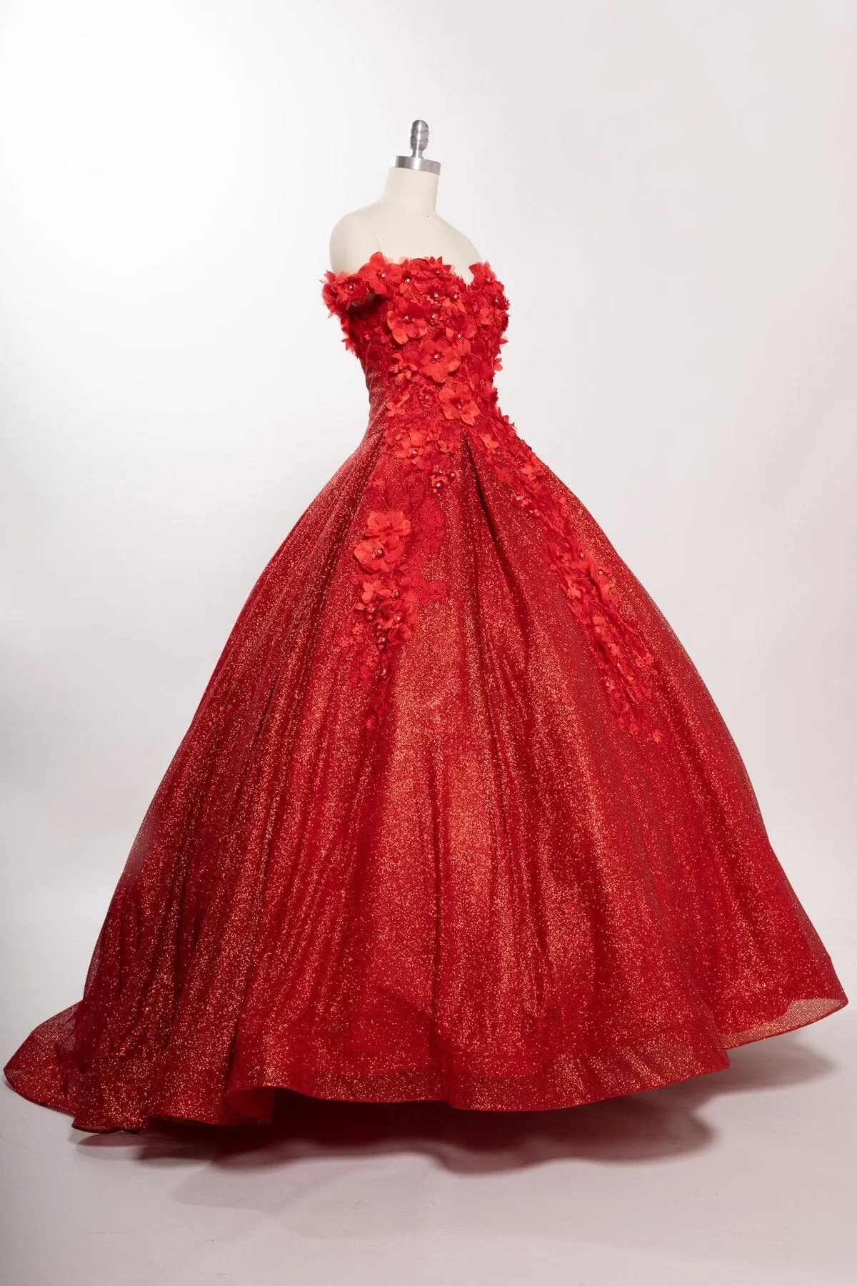 3D Floral Off Shoulder Ball Gown by Coya L2501