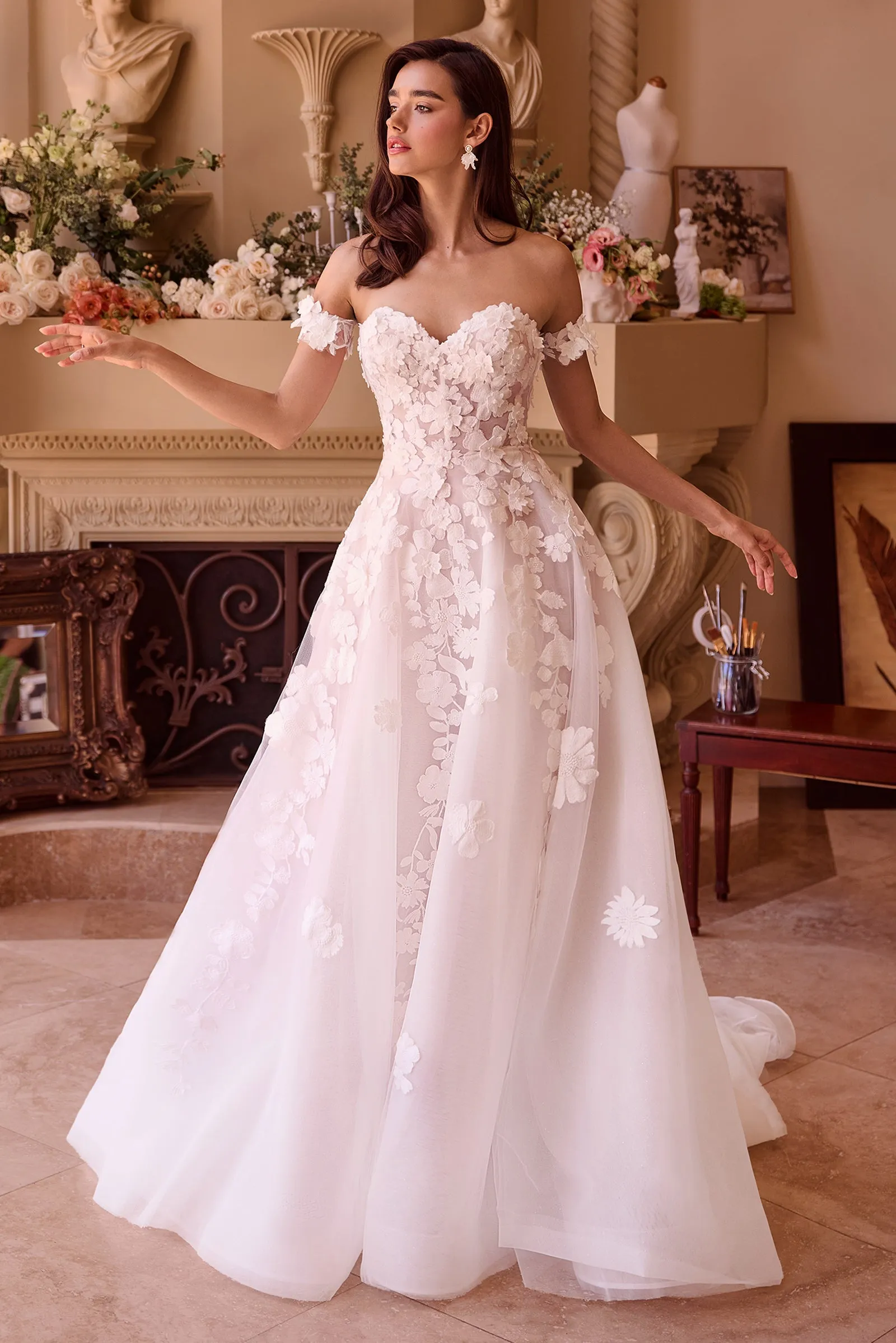Elegant 3D Floral Strapless Wedding Gown by Ladivine WL039