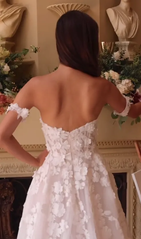 Elegant 3D Floral Strapless Wedding Gown by Ladivine WL039