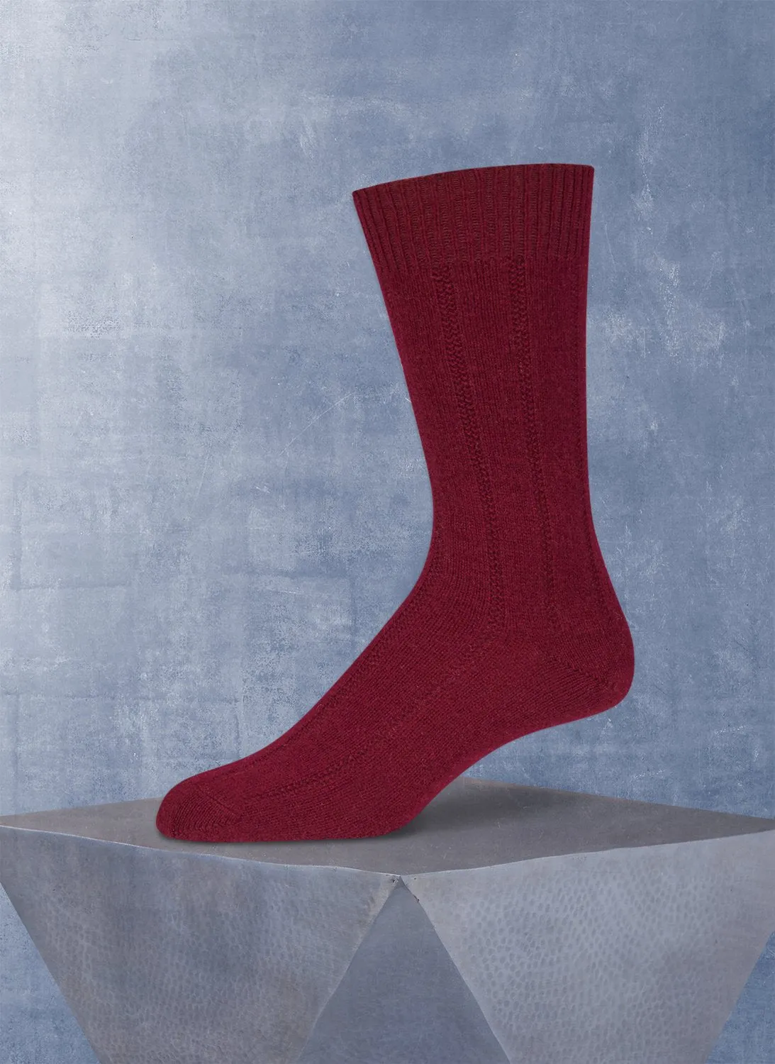 75% Cashmere Rib Sock in Classic Burgundy