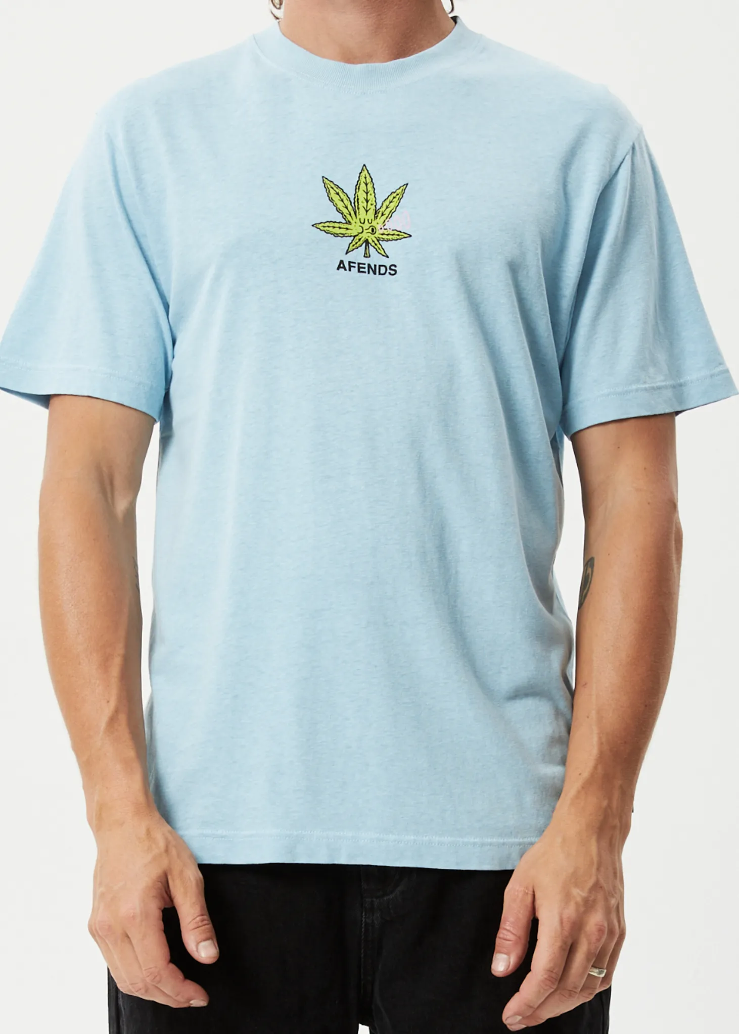 AFENDS Mens Coasting - Retro Graphic T-Shirt - Sky Blue