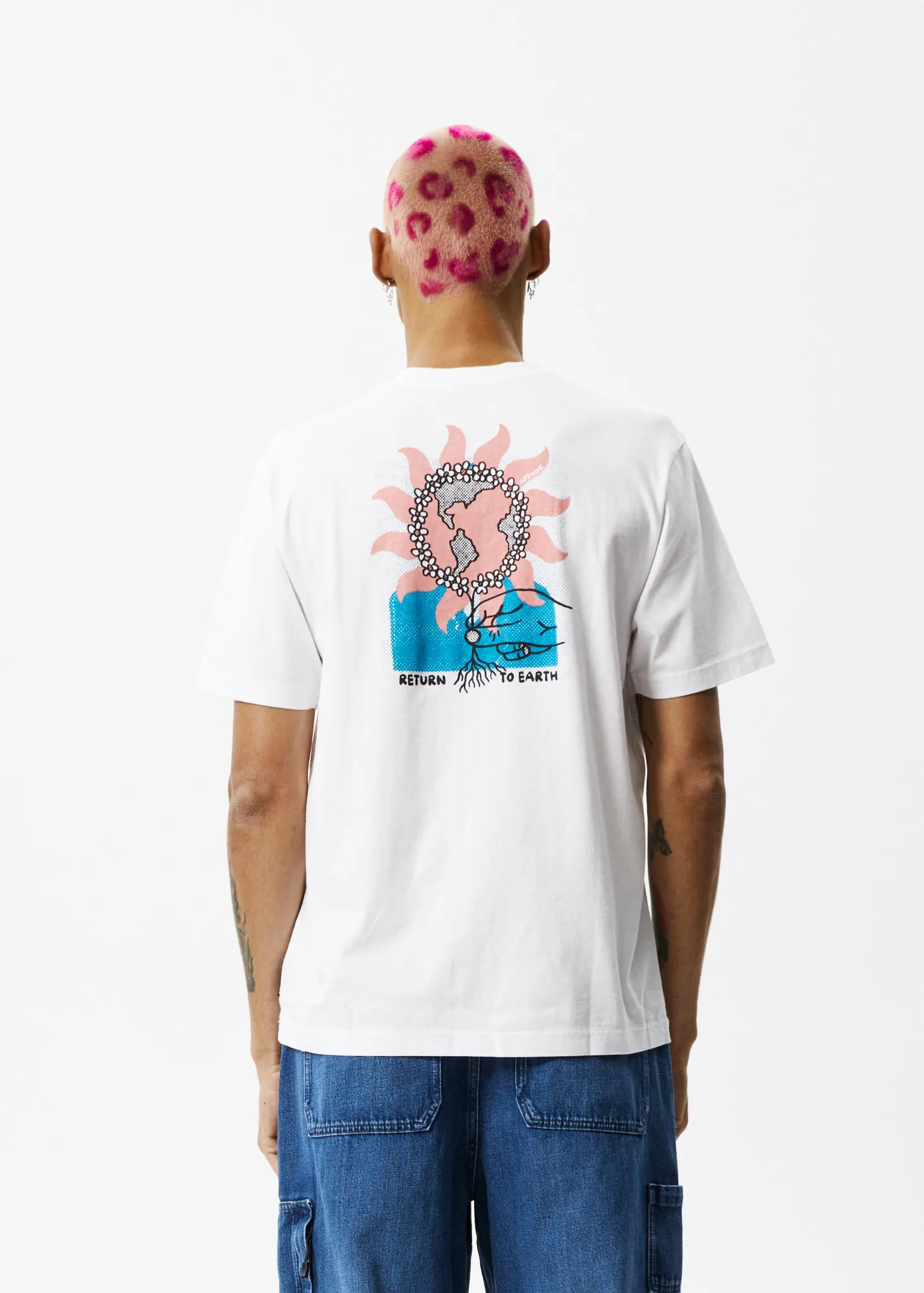 AFENDS Mens Return To Earth - Retro Graphic T-Shirt - White