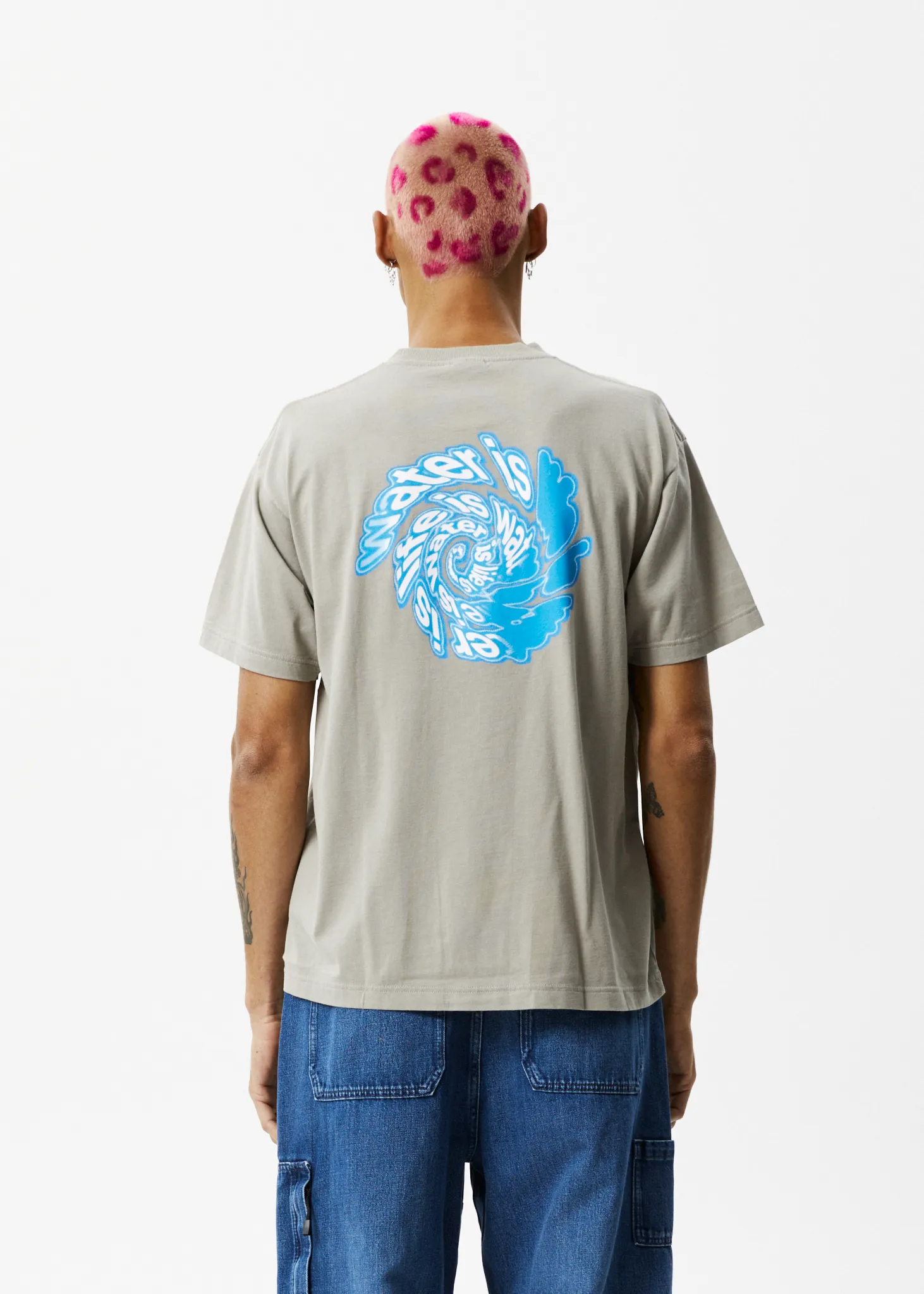AFENDS Mens Whirlwood - Boxy Graphic T-Shirt - Olive