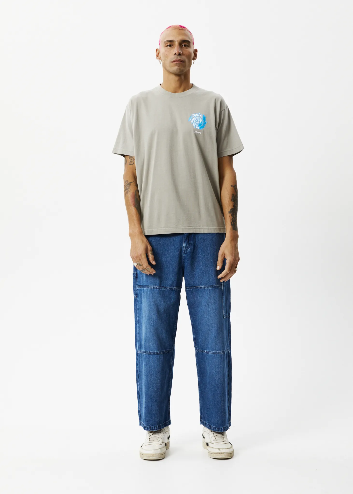 AFENDS Mens Whirlwood - Boxy Graphic T-Shirt - Olive