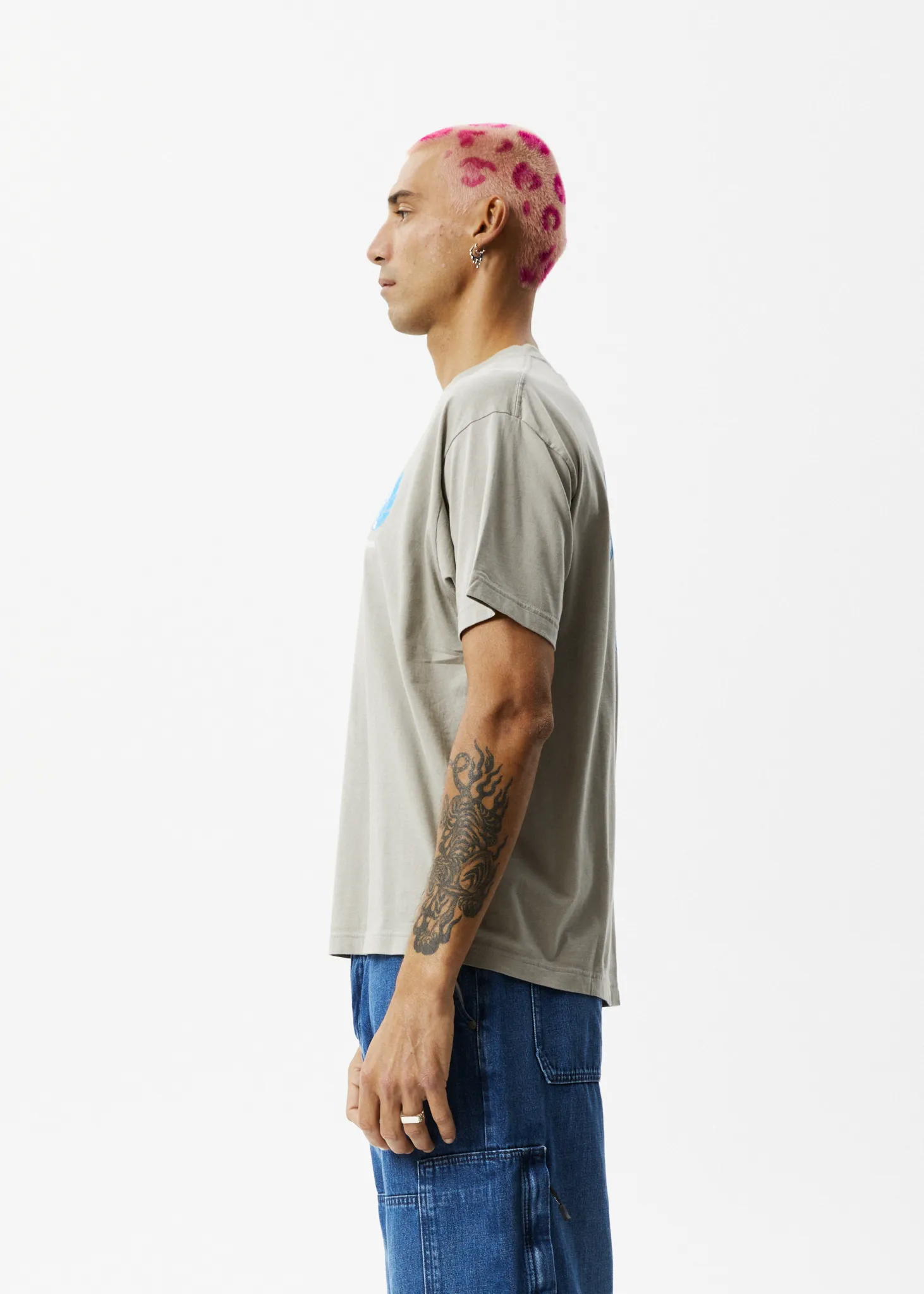 AFENDS Mens Whirlwood - Boxy Graphic T-Shirt - Olive