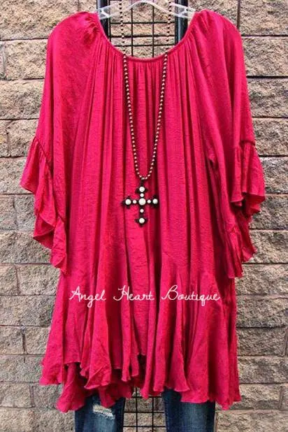 AHB EXCLUSIVE: The It Girl Oversized Tunic -Crimson