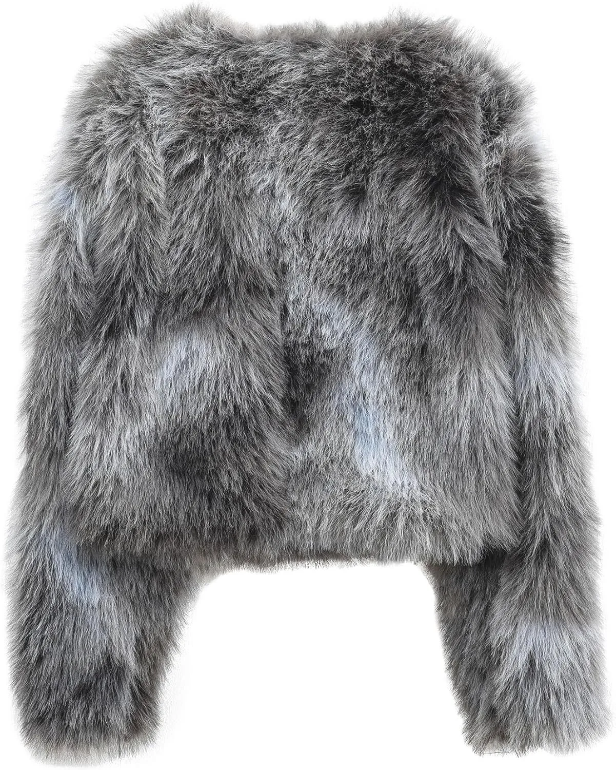 Amazhiyu Women's Faux Fur Cropped Coat Pockets Long Sleeve Open Front Winter Jacket