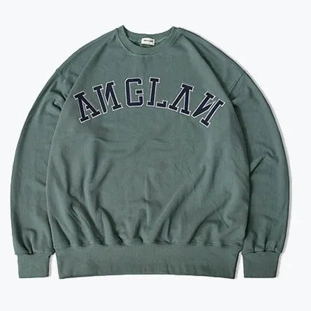 APPLIQUE BIG LOGO SWEAT SHIRT - OLIVE GREEN