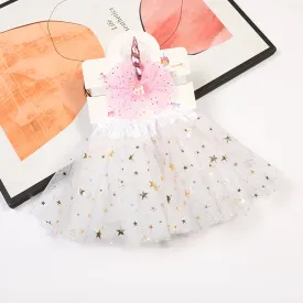 Babymoon Set of 2 Glittering Princess Girl’s Tutu Skirt with Headband | Baby Photoshoot Props | 3-8 years | White