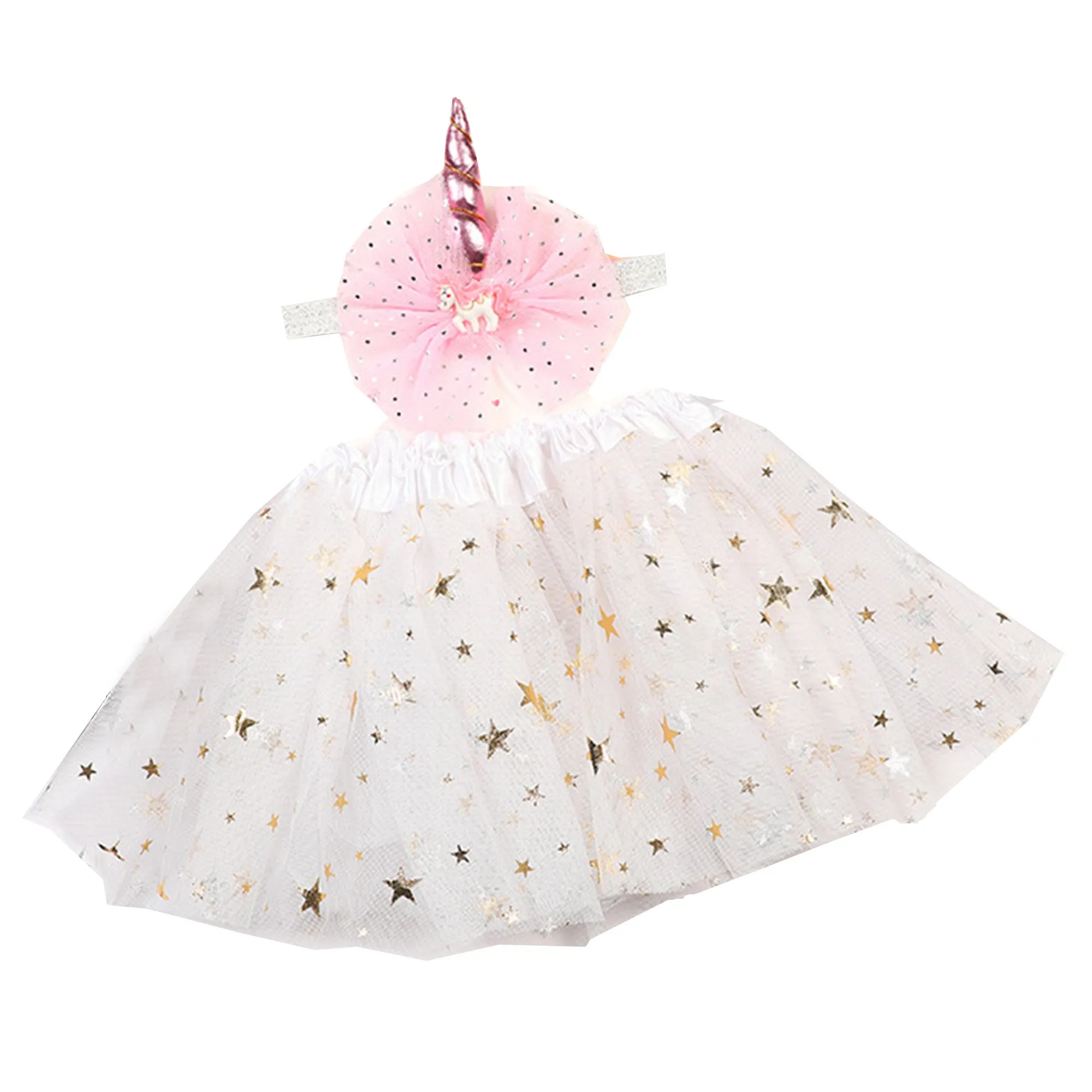 Babymoon Set of 2 Glittering Princess Girl’s Tutu Skirt with Headband | Baby Photoshoot Props | 3-8 years | White