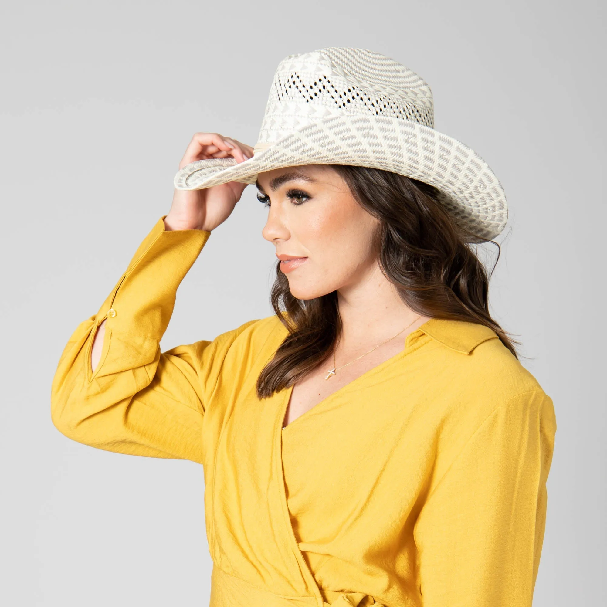 Back West - Woven Distressed Cowboy with Faux Suede Band