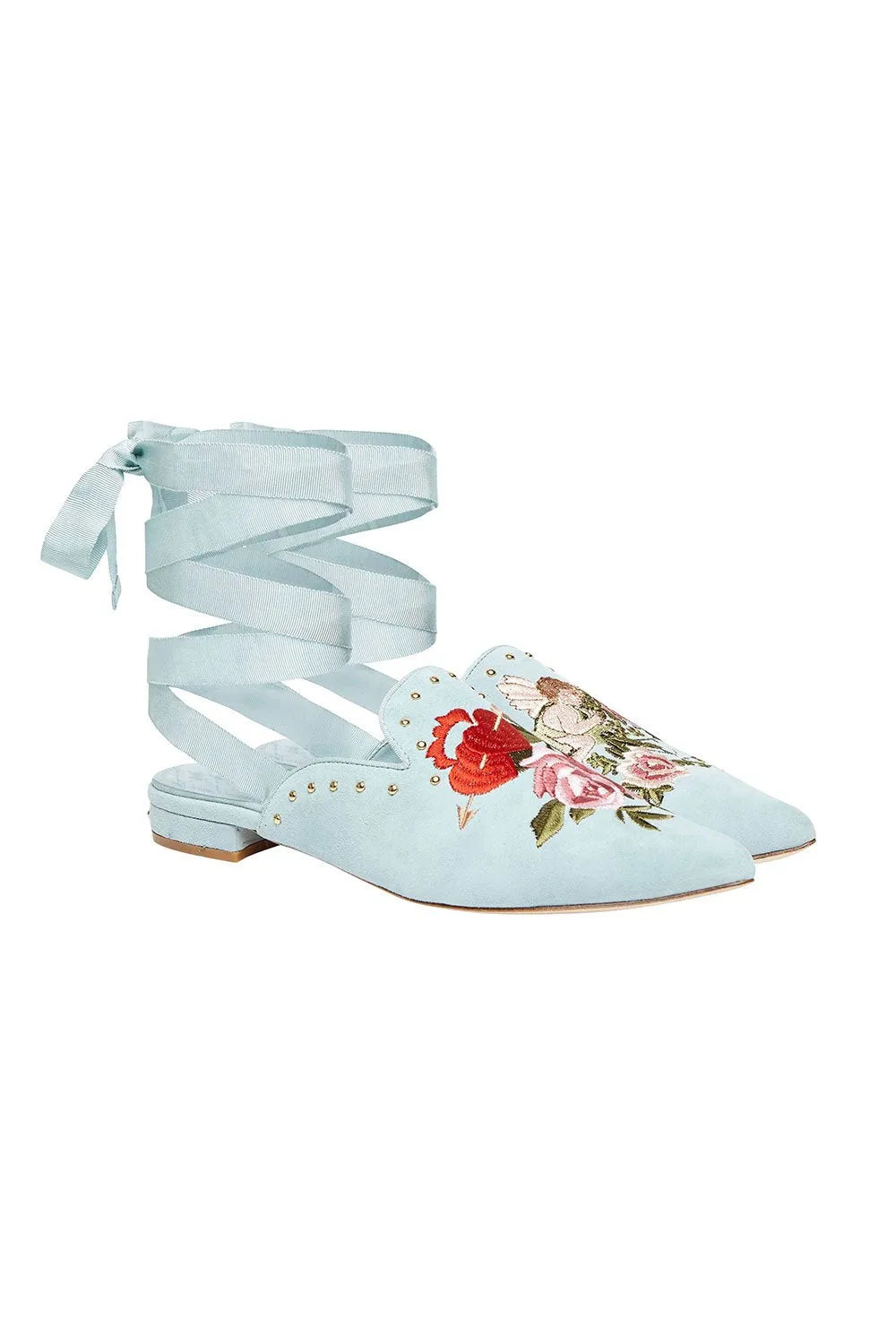 BACKLESS POINT TOE SLIPPER DUSTY BLUE