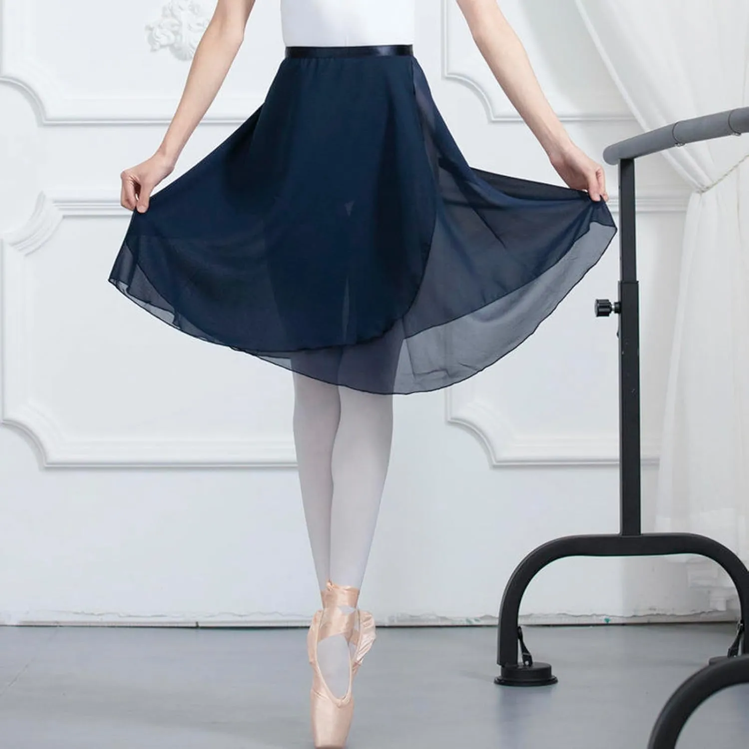 Ballet Skirt for Women Long Wrap Skirt Sheer Dance Costumes with Adjustable Waist tie for Adult Ladies Big Girls