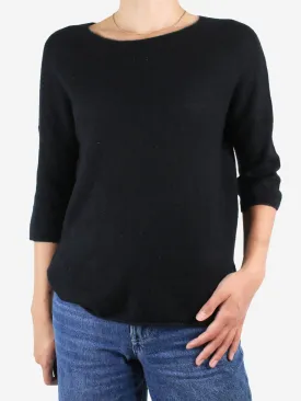 Black cashmere short-sleeve top - size UK 8