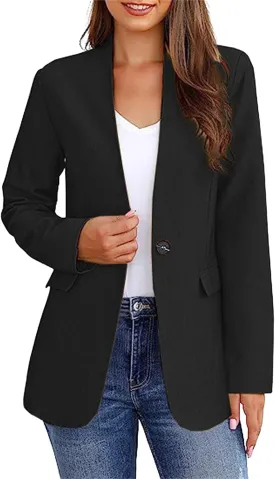 Blazers for Women Business Casual Lightweight Office Work Suit Jacket Elegant Lapel Long Sleeve Blazer with Pockets