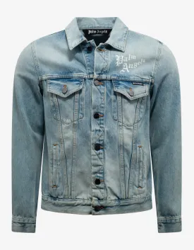 Blue Sacred Heart Print Denim Jacket -