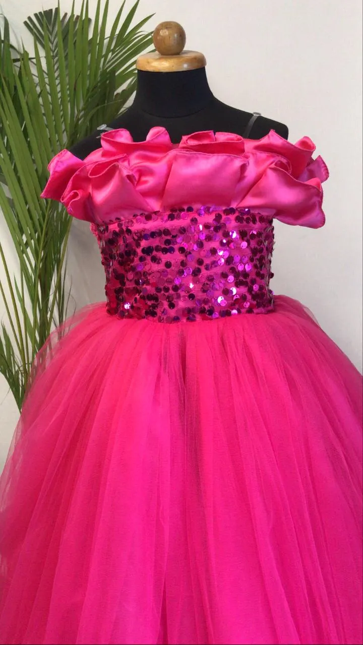 Blushing Shimmer Ruffled Ball Gown