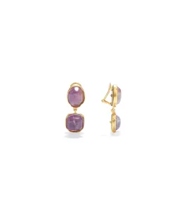 Boucles d'oreilles Clip Double Cabochons