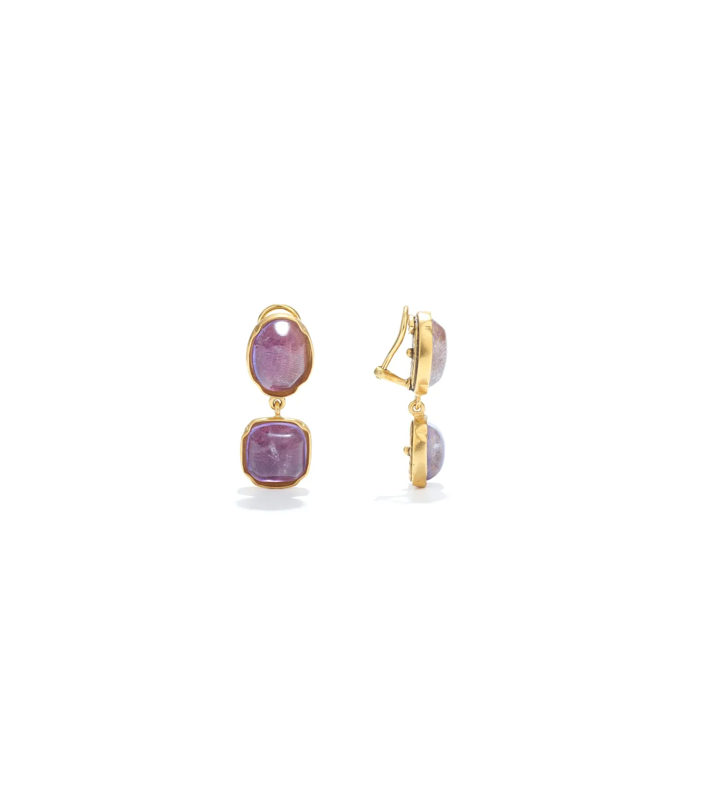 Boucles d'oreilles Clip Double Cabochons