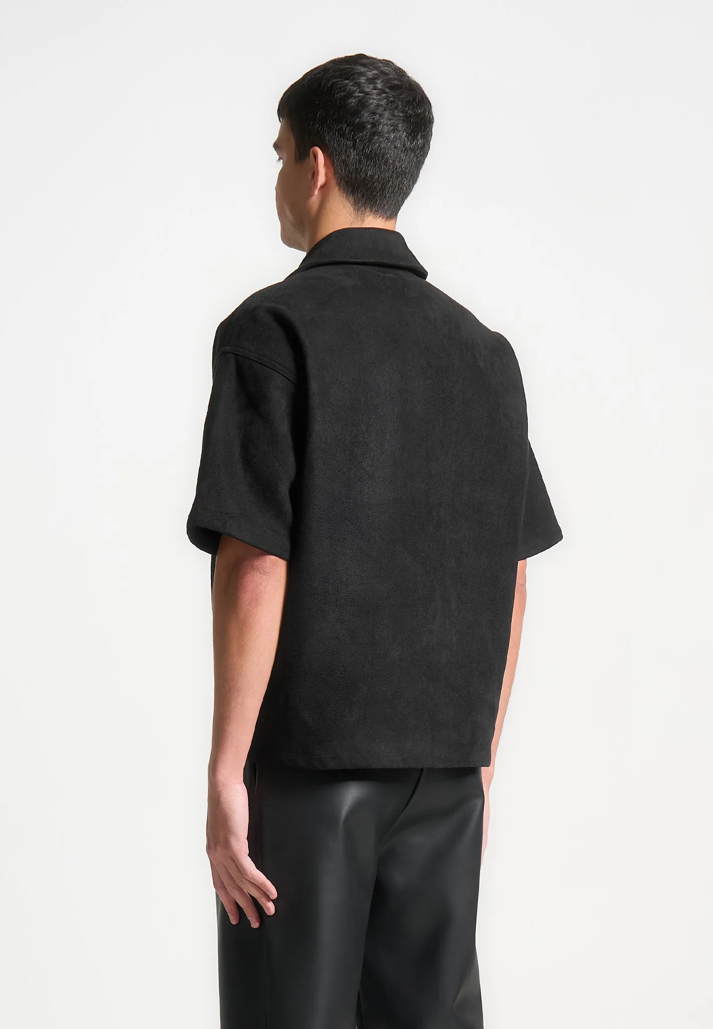 Boxy Suede Shirt - Black