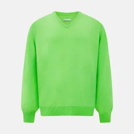 Bright Green Cashmere V-Neck Jumper