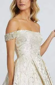 Brocade Off Shoulder Ball Gown