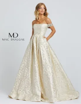 Brocade Off Shoulder Ball Gown