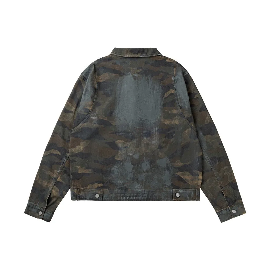 Camo Bark | Camouflage Print Denim Jacket