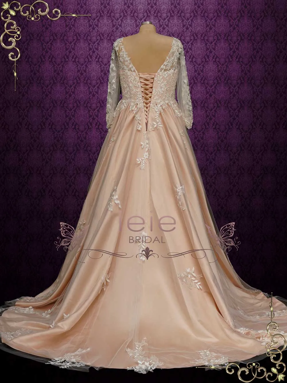 Champagne Long Sleeves Lace Wedding Dress RYLEE