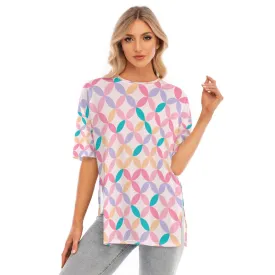 Colorful Graphic T-shirt With Hem Split