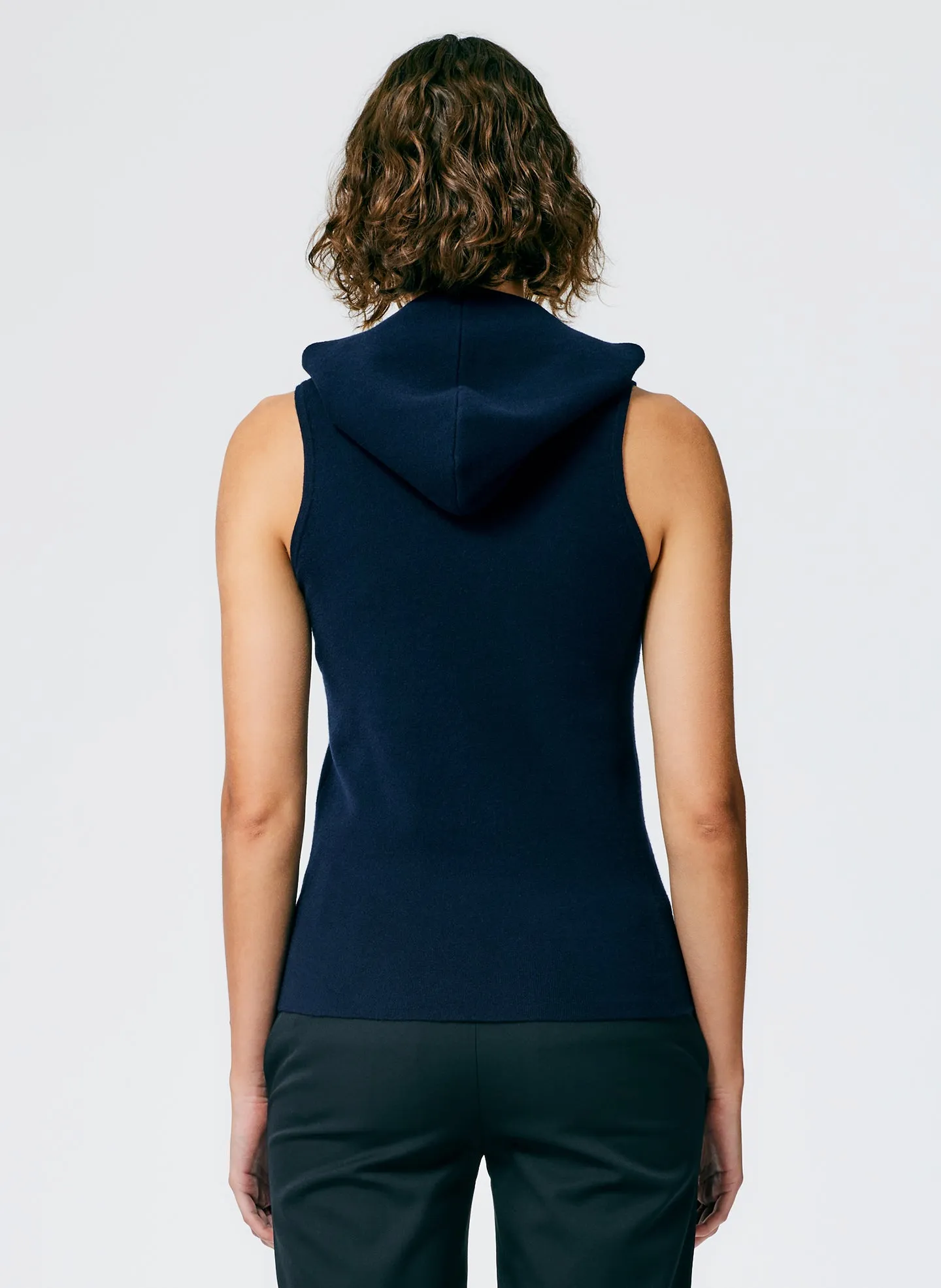 Compact Stretch Cashmere Sleeveless Hoodie