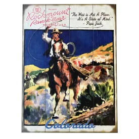 Cowboy Calf Roper Distressed Wood Western Sign (Large)