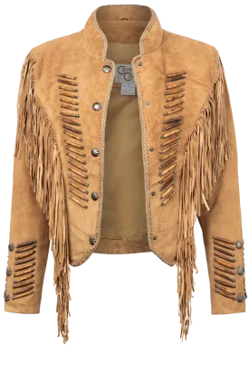 Cripple Creek Beaded Buffalo Suede Jacket