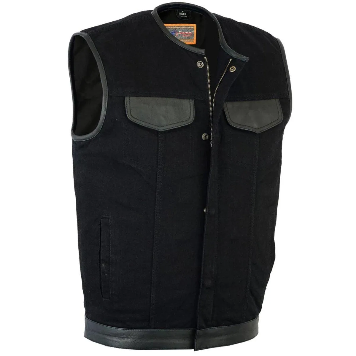 Daniel Smart Denim Concealment Vest with Leather Trim