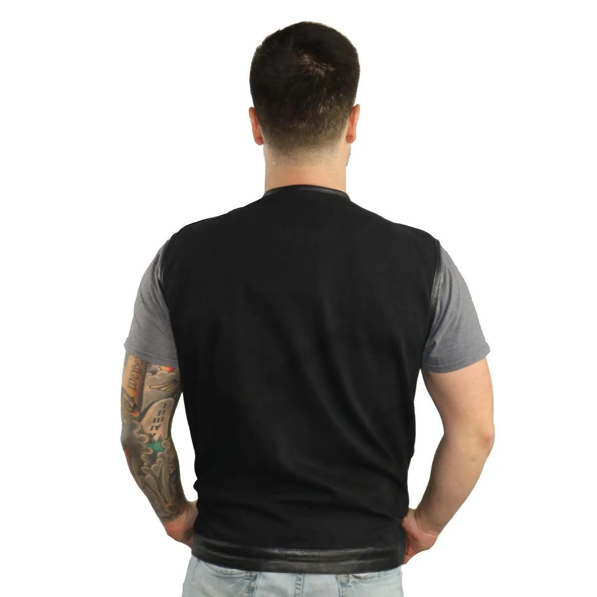 Daniel Smart Denim Concealment Vest with Leather Trim