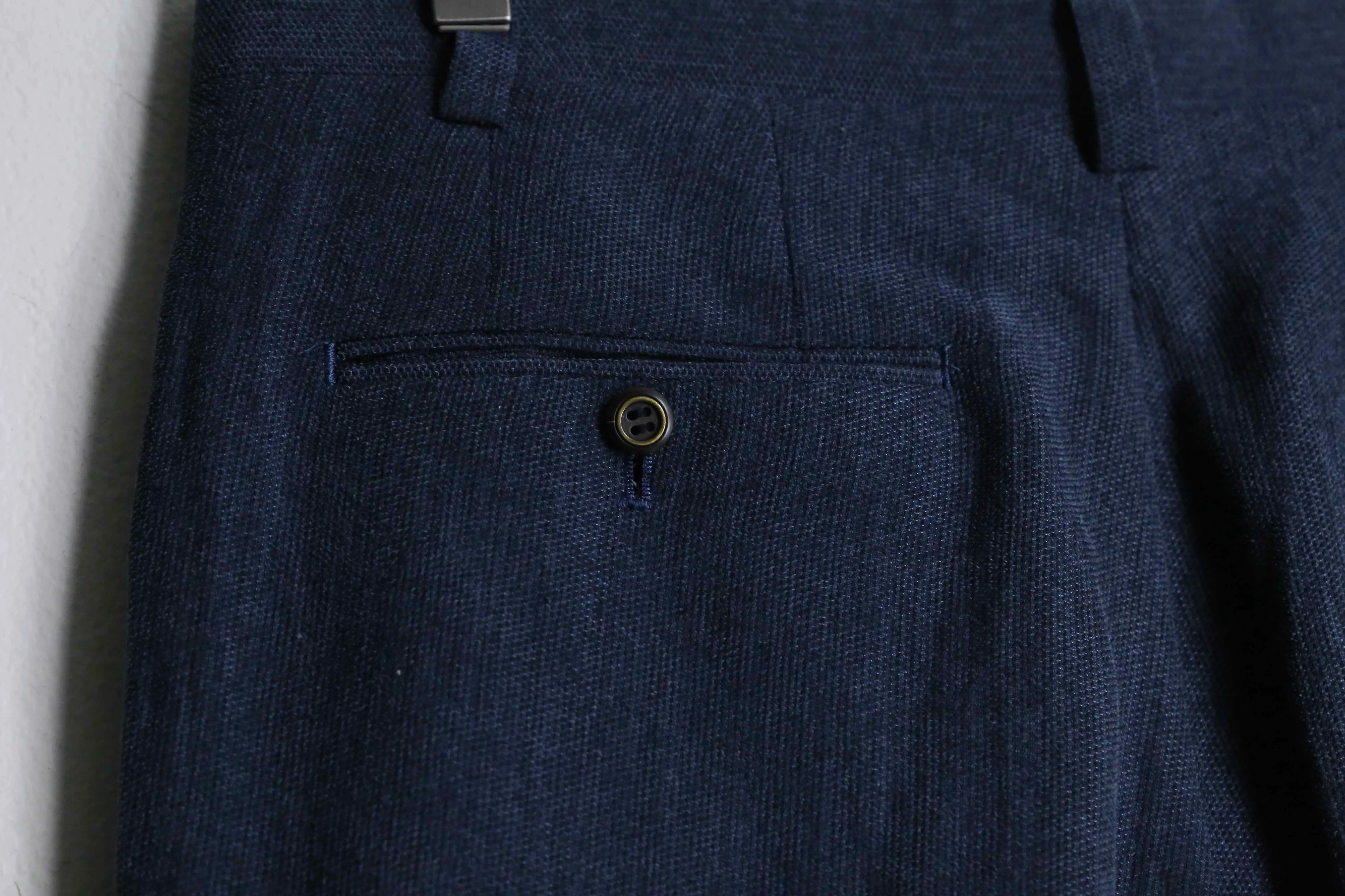 dark navy three tuck stretch slacks