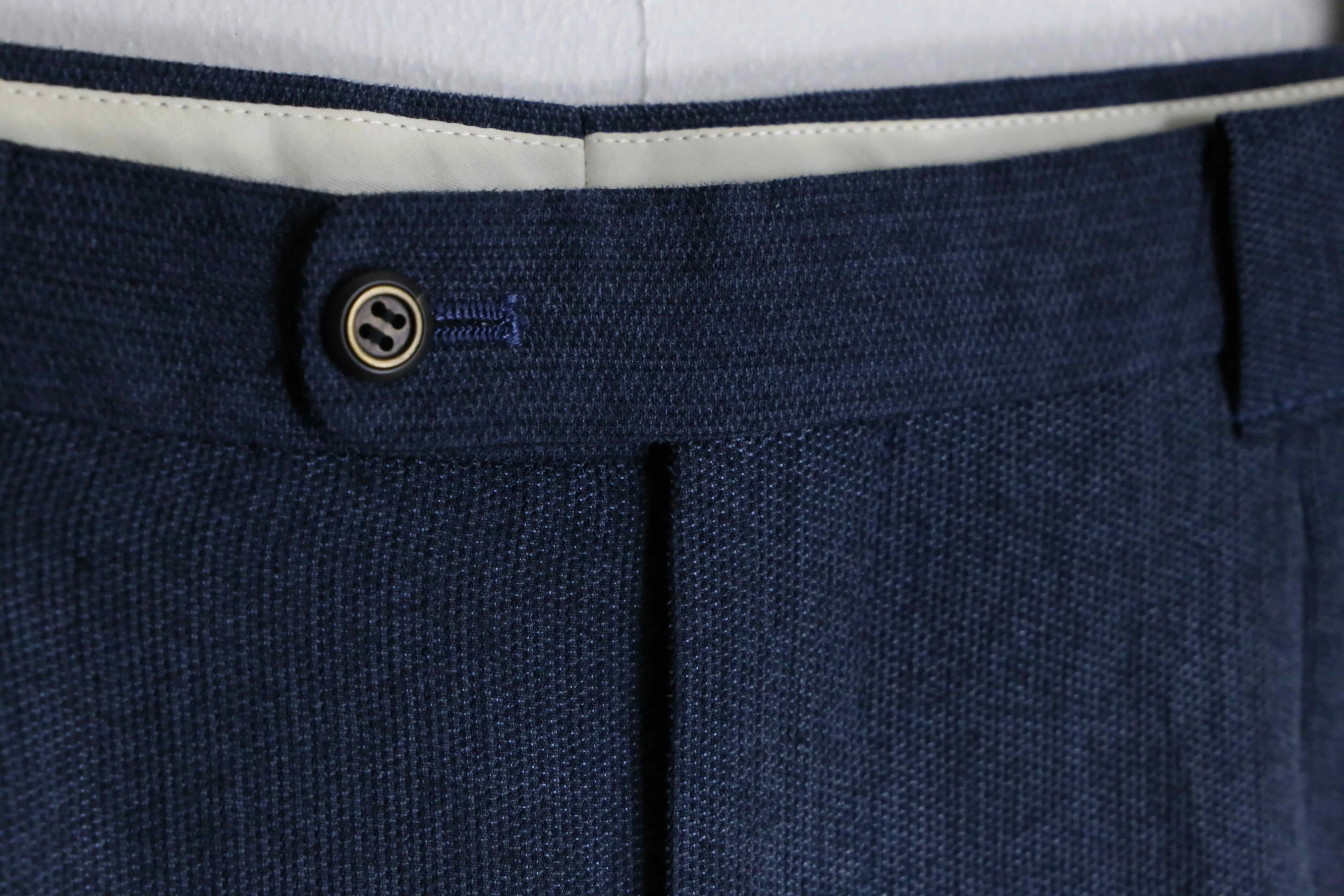 dark navy three tuck stretch slacks