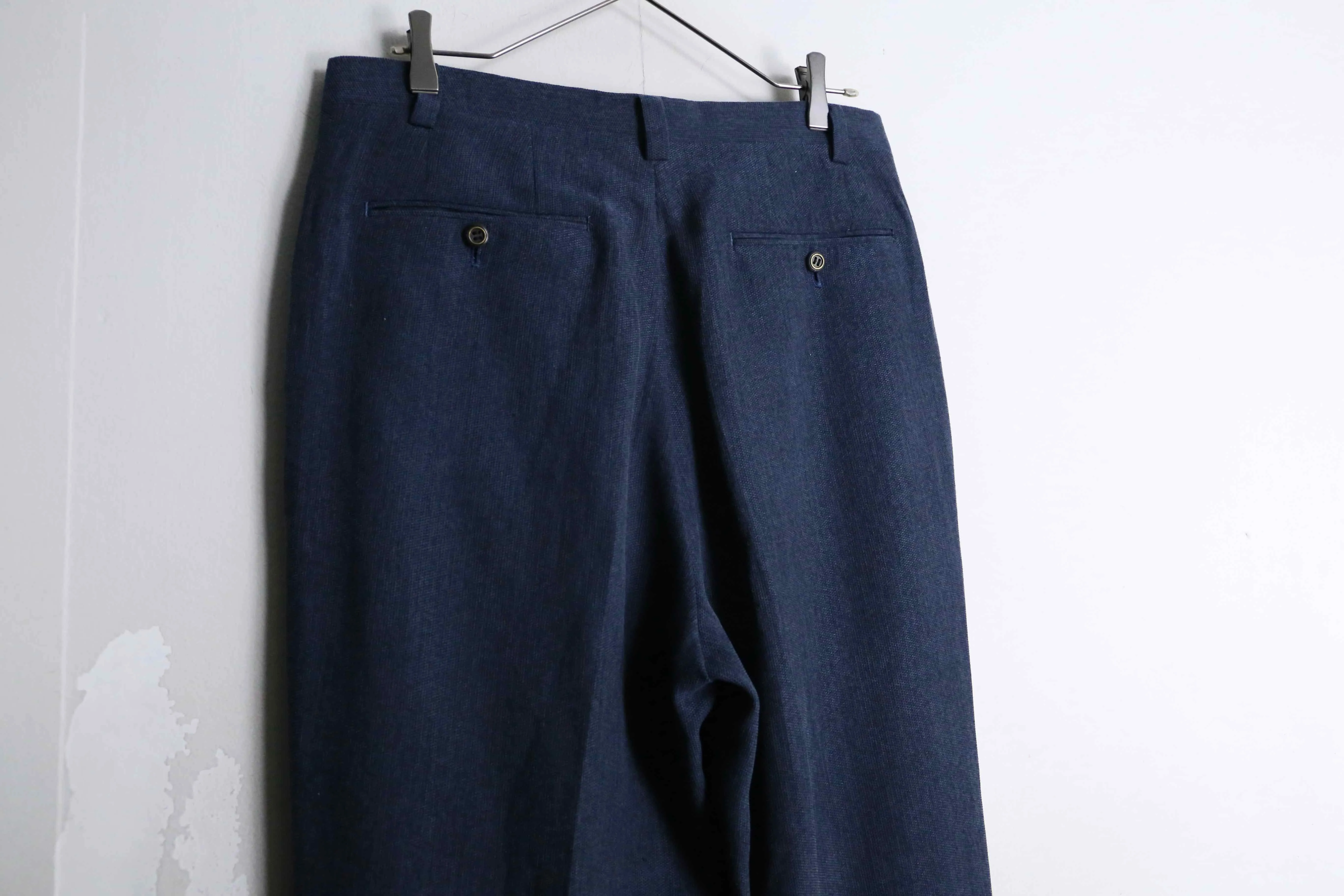 dark navy three tuck stretch slacks